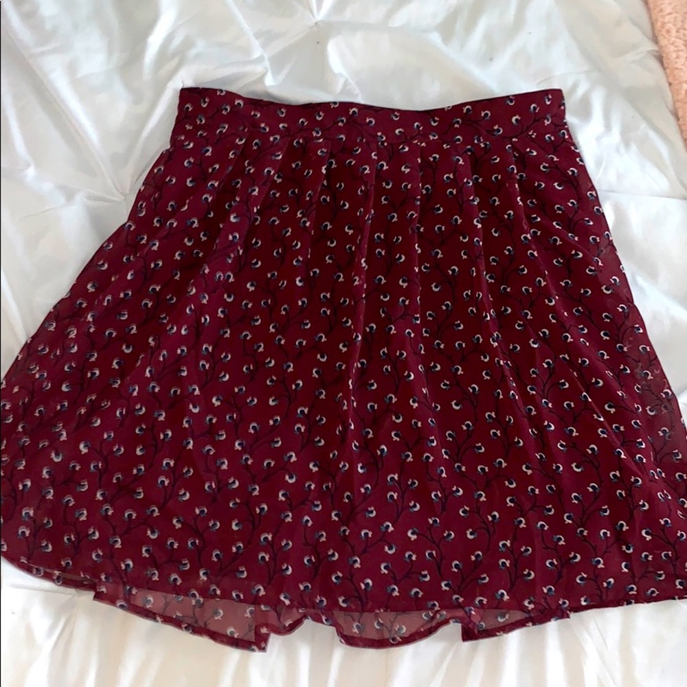 Dark red floral skirt